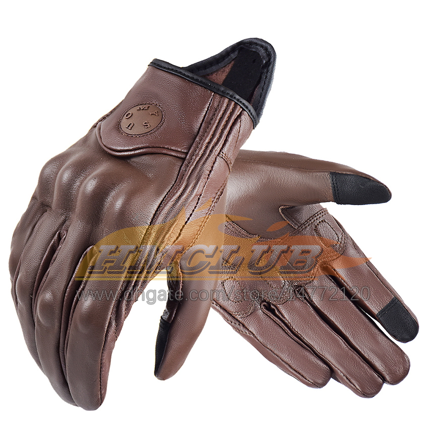 ST54 Vintage cuir moto gants doigt complet moto équipement femmes hommes marron pour VTT cavalier sport protéger gant Guantes