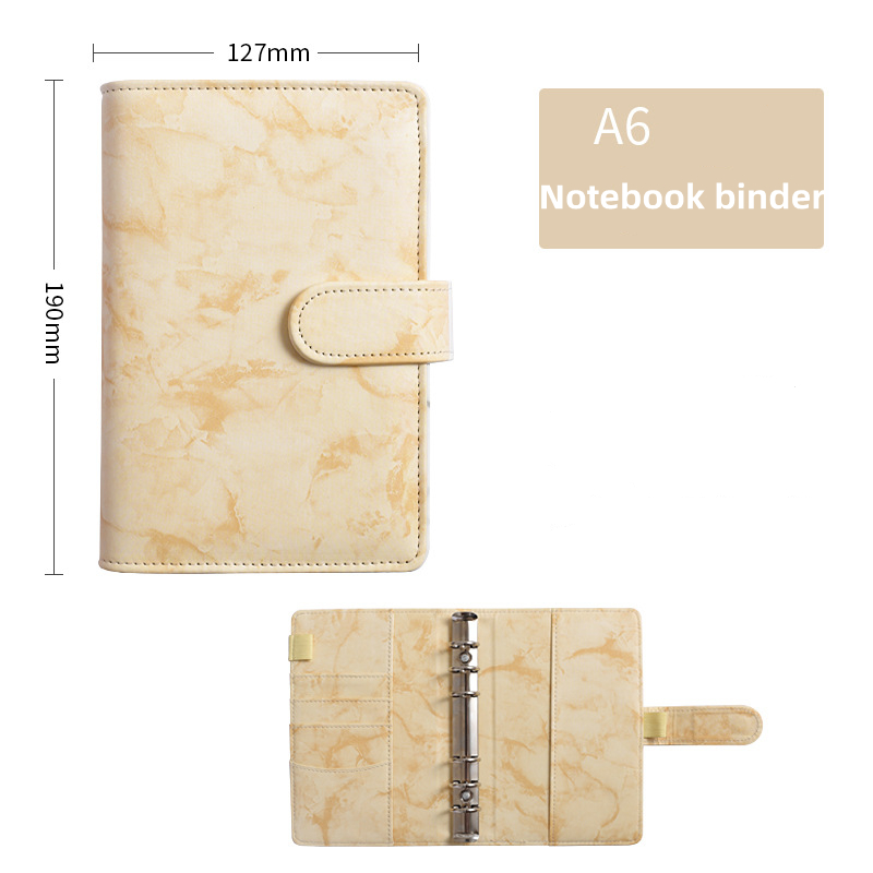 A6 Marbling color Notebook Binder PU Leather 6 Rings Notepad Spiral Loose Leaf Notepads Cover Diary Shell for Student Z116716776