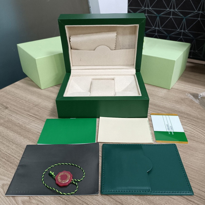 LQ Cajas de relojes de calidad de alto nivel LQ Cajas de madera verde perpetuas para 116660 126600 126710 126711 116500 116610 Accesorios de relojes