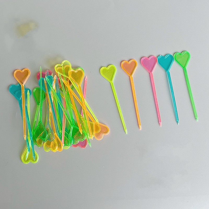 Plastic Cocktail Fruit Forks Heart/Music Note Picks Children Snack Cake Dessert Fork Party Accessory