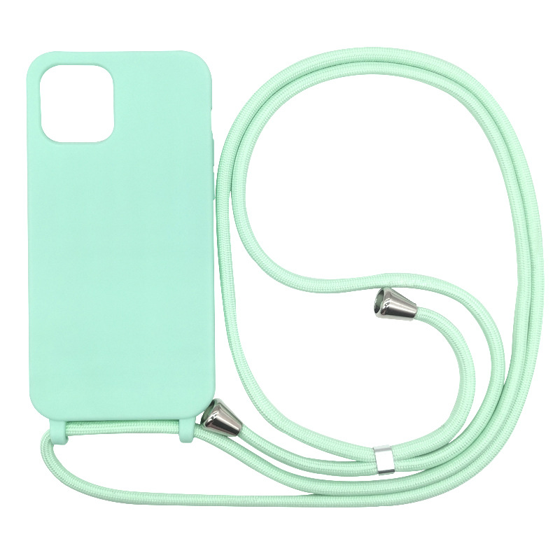 Candy Color Shockproof TPU Cell Phone Cases For iPhone 14 13 12 11 Pro Xs Max Xr Xs With Crossbody Strap