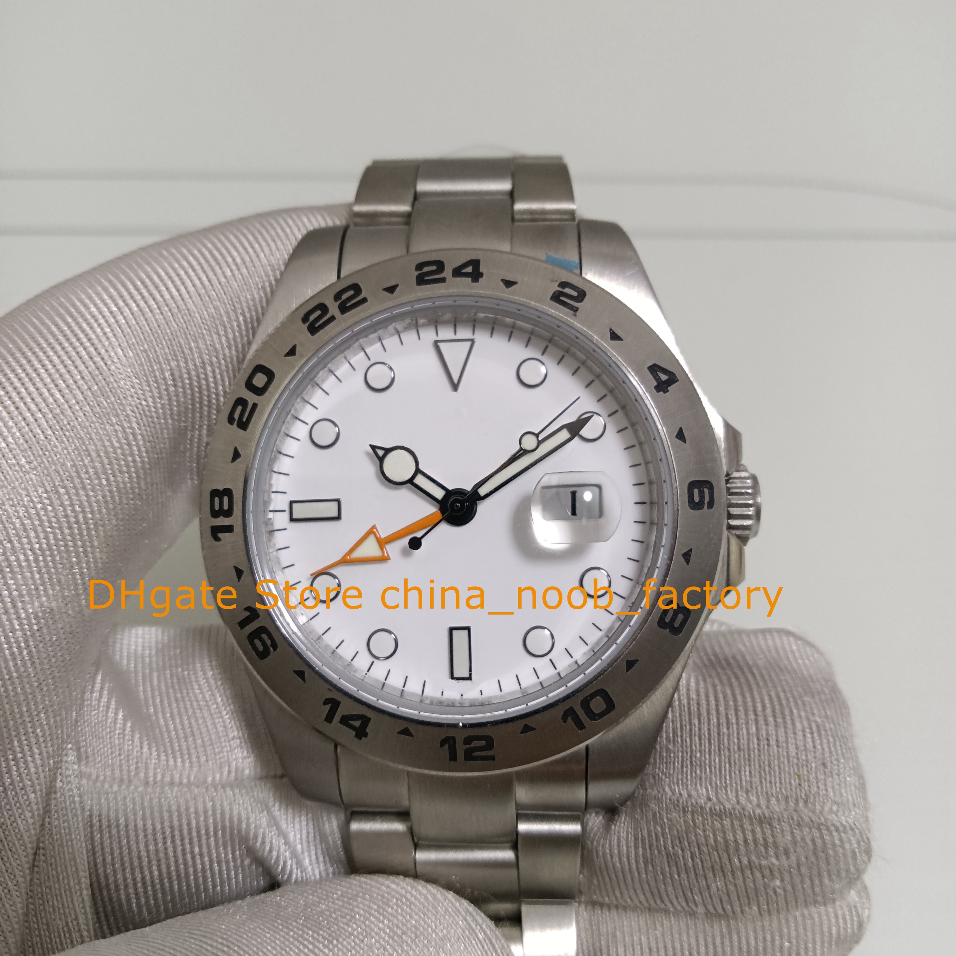 4 Stil med Box Watch Men's 42mm Date White Dial Svart rostfritt st￥l Armband Sport armbandsur Sport Mens Automatiska mekaniska klockor