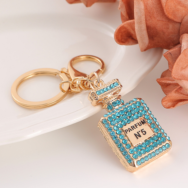 Cristal parfum bouteille porte-clés pendentif strass sac voiture porte-clés créatif mode bijoux porte-clés accessoires cadeau