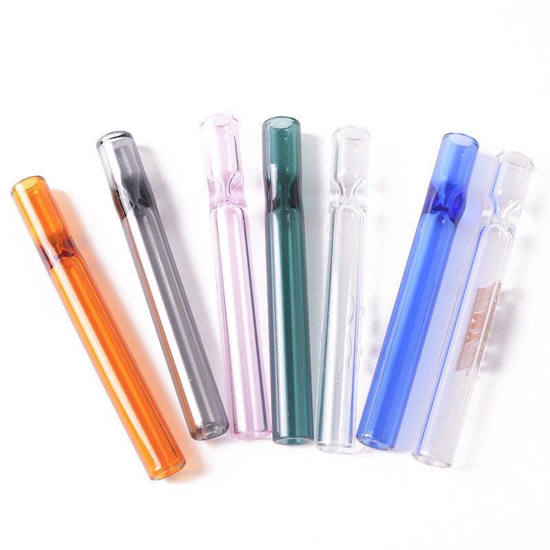 Pyrex glass one hitter pipe bat smoking accessories 4 inch colorful clear Steamroller Hand Pipe oil burner Filters tube nail tips bong