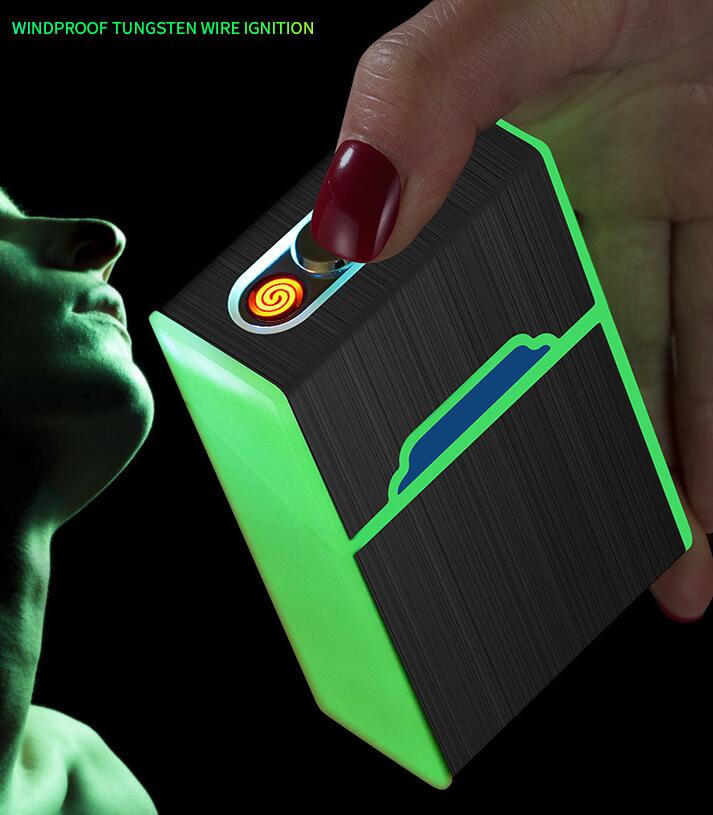 喫煙ツールのアクセサリーのために、Dark Rechargeable Electrics 容量でUSB Lighter Glowを備えた最新の明るいタバコケースホルダーコンテナ