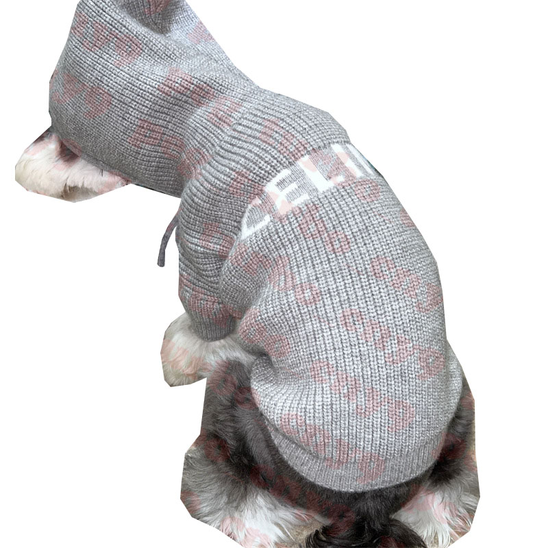 Suéter cinza para animais de estimação, moletom com capuz, vestuário para cães, logotipo da marca, malha para animais de estimação, moda schnauzer, moletom 284g