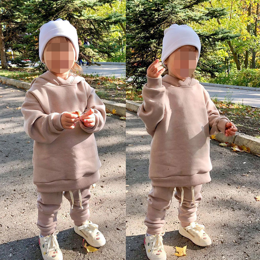 Giyim Setleri Çocuk Çocuklar Polar Kış Kıyafetleri Katı Pamuklu Kapşonlu Sweatshirtsants Toddler Bebek Takım Erkek Kız Günlük Sıcak Giysiler 221110