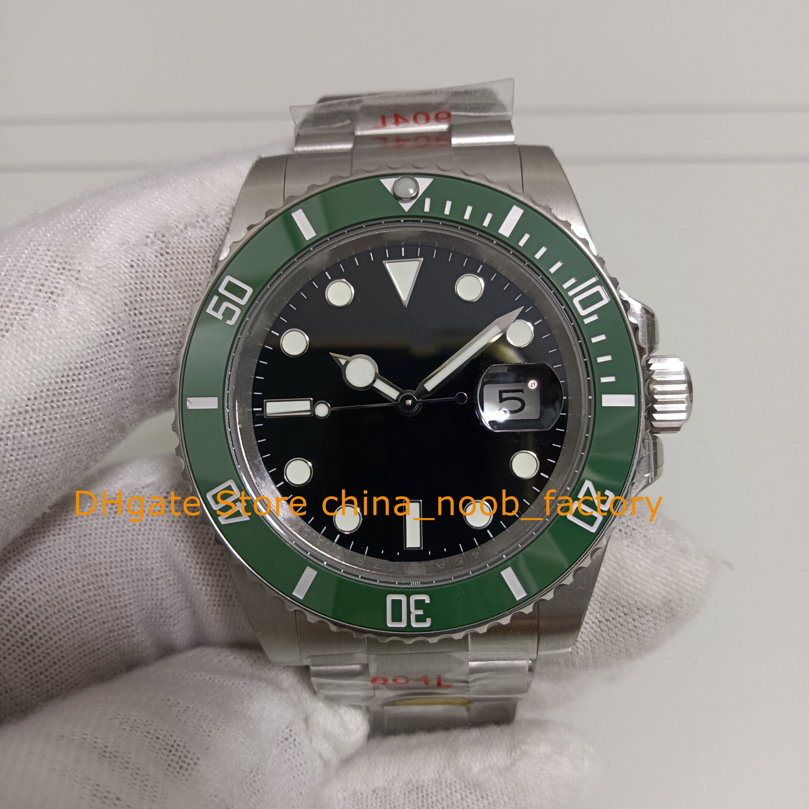 5 Style v12 41mm relógio masculino cal.3235 Data de movimento Dial preto Bolsa de cerâmica verde KIF SHOP
