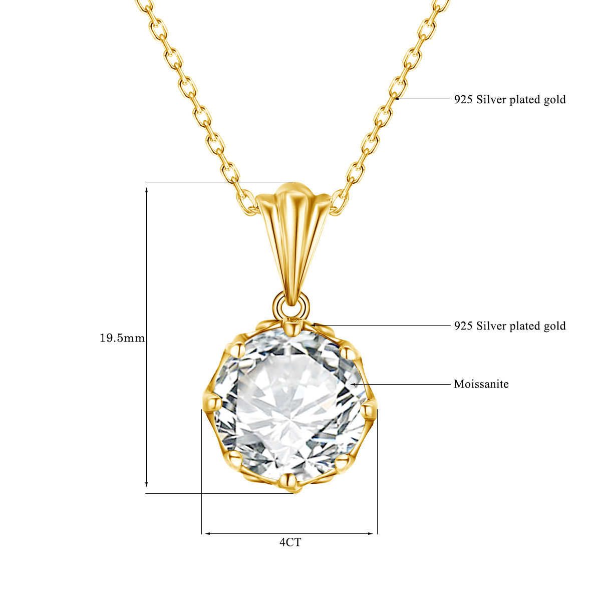 Hangende kettingen Szjinao 4 ketting voor vrouwen d kleurronde gesneden puur 925 zilveren pass diamant tester grote bloem jewelly 221109