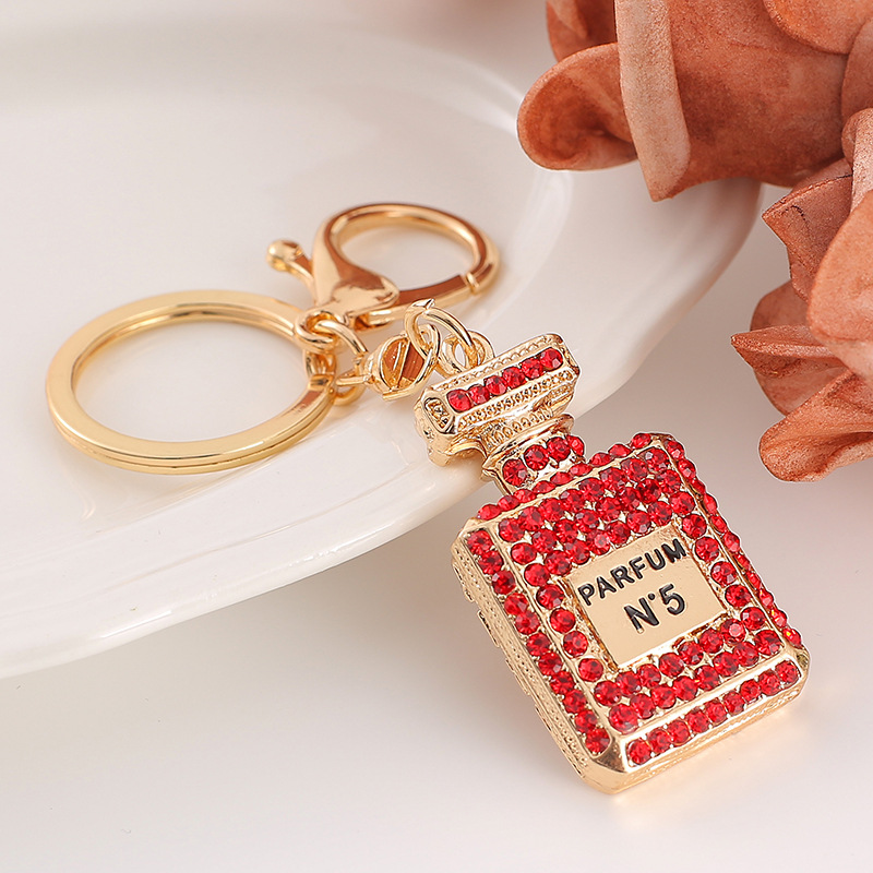 Cristal parfum bouteille porte-clés pendentif strass sac voiture porte-clés créatif mode bijoux porte-clés accessoires cadeau