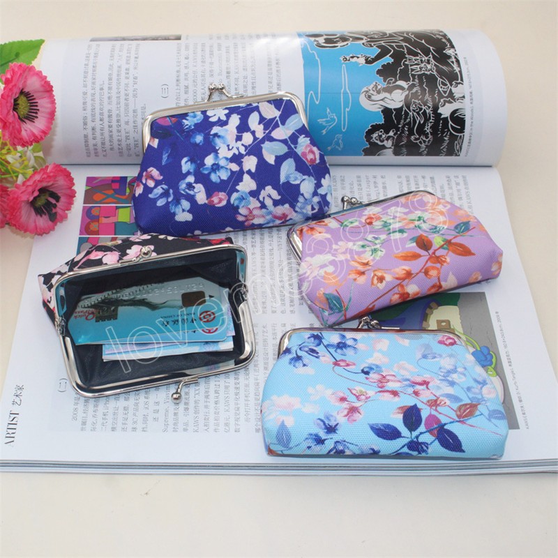 12cm Women Coin Purse Card Holder Key Lipstick Earphone Pouch Wallet Fashion Flower Branch Printing Makeup Bag Mini Money Bag