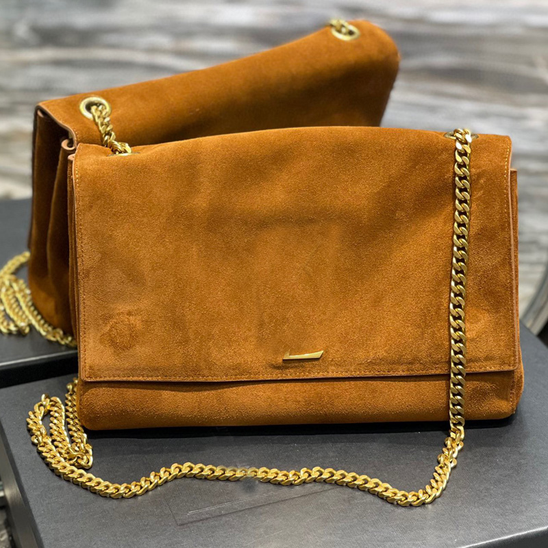 Suede Messenger Bags Reversible Chain Crossbody bag Smooth Leather Handbag Purse Magnetic Flap Fashion Gold Metal Letter Removable Strap High Capacity