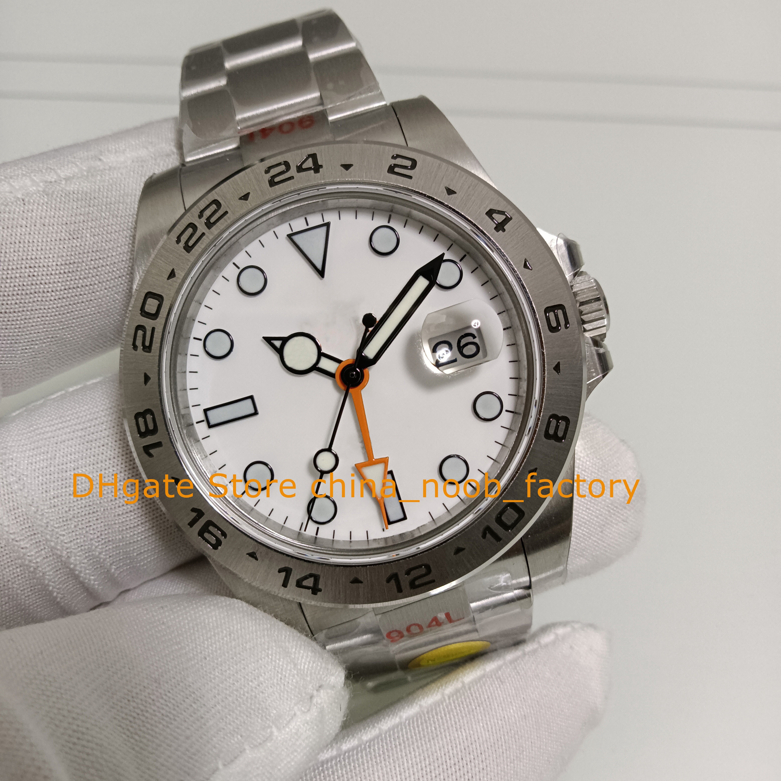 2 estilo Watch Men's 42 mm 904L White Sapphire Glass Dial Black Cal.3187 Movimiento automático Pulsera de acero inoxidable Hombres V12 Relojes mecánicos de pulsera de pulsera