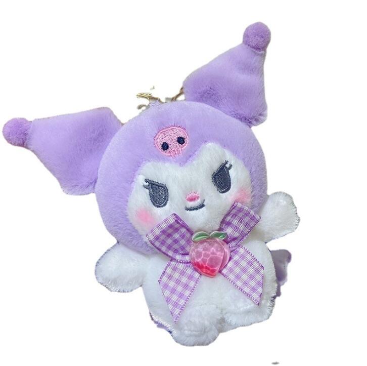 DHL 12cm Toys en peluche kawaii sanrio anime kuromi mélodie cannamoroll purin chien kechain animaux en peluche mignon pendie pendentif poupée filles