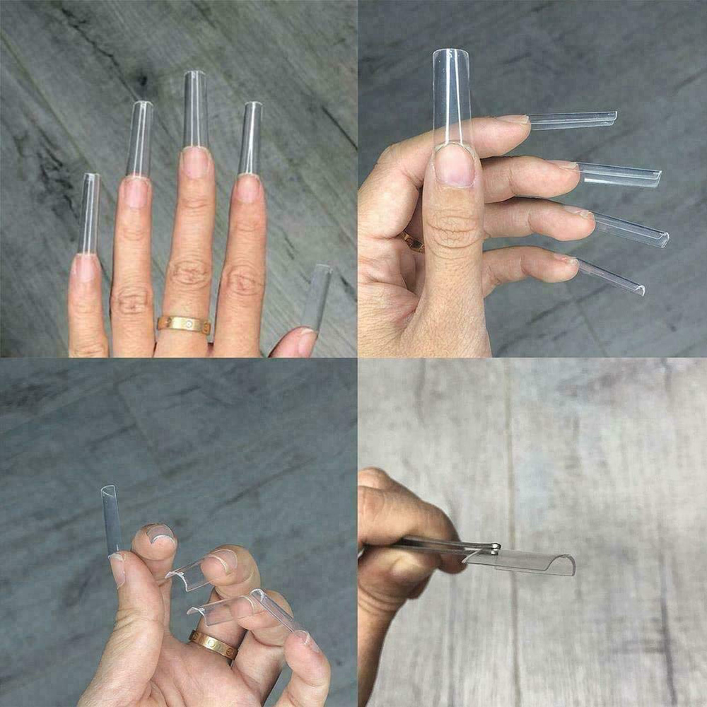 False Nails 500st Long Fake Nail Tips XXL C CURVE CLEAR 221110