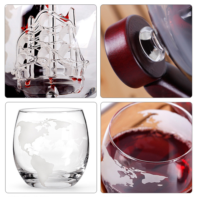 Verres à vin Whisky Decanter Globe Wine Aerator Glass Set Soupa Skull à l'intérieur Crystal avec un cartouche en bois fin pour vodka 221110
