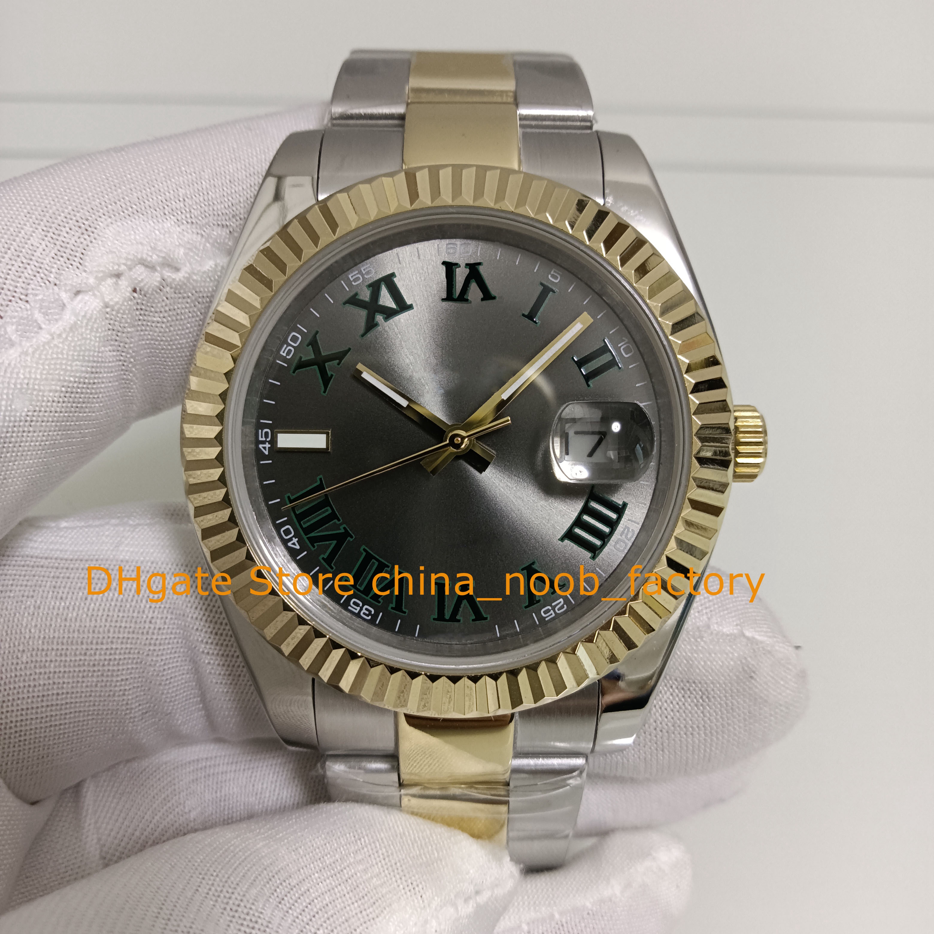 20 estilo em caixa de relógio masculino 41mm 18k de ouro amarelo /ss Roman Dial Two Tone Steel Pulfe dobrar o fecho de medalhas automáticas relógios de pulso relógios de pulso