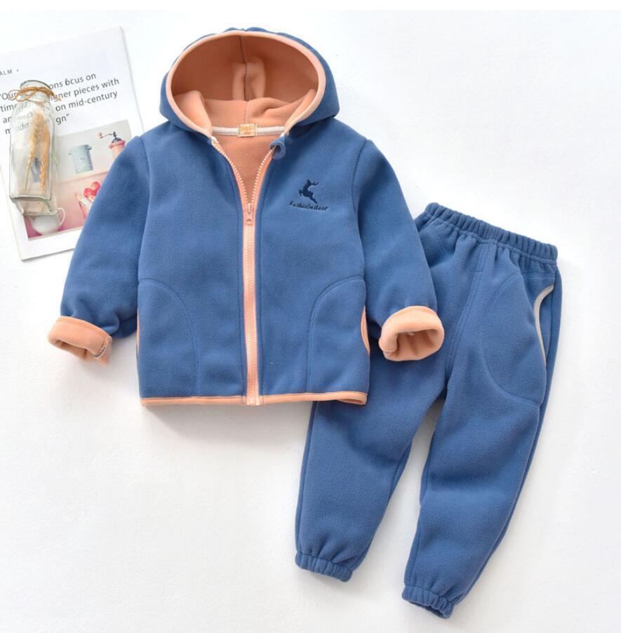 Clothing Sets Children's Polar Fleece Hoodie Jacket Autumn Girl Long Sleeve Warm Boy Suit 2-10 Years Old Boys Clothes Sweater Top Pants 221110