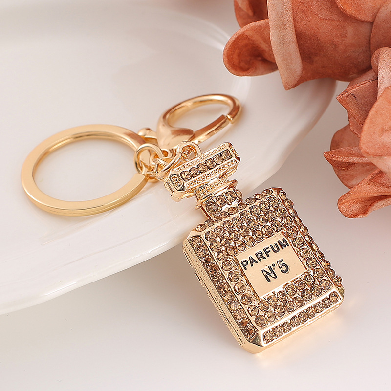 Cristal parfum bouteille porte-clés pendentif strass sac voiture porte-clés créatif mode bijoux porte-clés accessoires cadeau