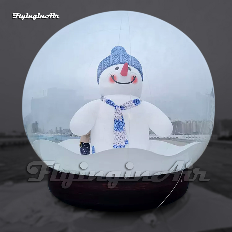 Grand cabine photo gonflable Snow Booth Snowman ￠ l'int￩rieur de la d￩coration de No￫l ext￩rieure Tente de bulle de d￴me transparent pour l'￩v￩nement