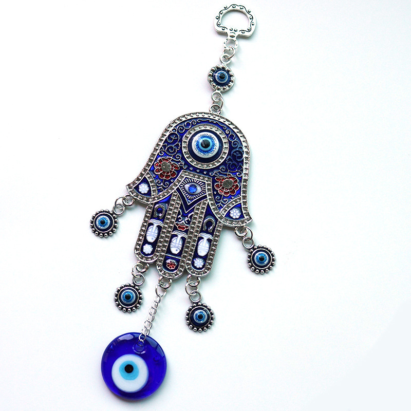 Creative turc bleu mauvais œil porte-clés mode main de Fatima alliage porte-clés pendentif bijoux accessoires cadeau en vrac