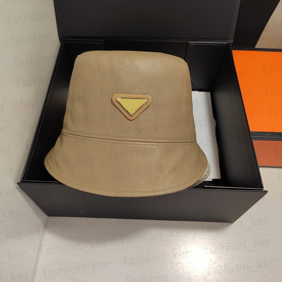 Designer Bucket Hat Stylish Leather Stingy Brim Hats Elegant Caps for Men Woman 255g