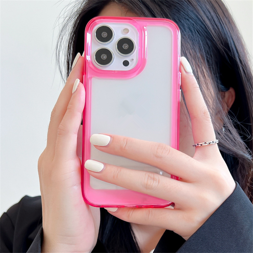 Cell Phone Cases Transparent Phone Clear Antifall Shockproof Protection TPU Case Space Metal Button For iPhone 11 12 13 14 Plus P4236178