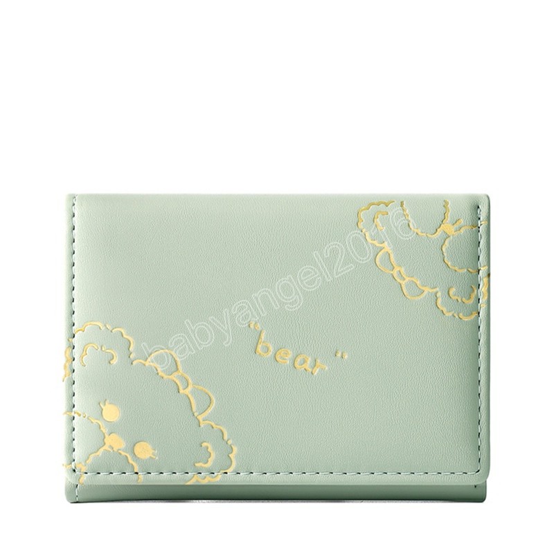 Femmes mignon portefeuille en cuir PU porte-cartes de visite femme fille porte-monnaie pochette dessin animé Version coréenne trois pli court portefeuille