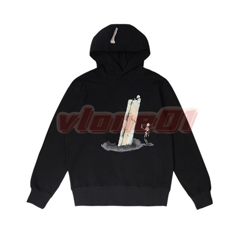 High Fashion Mens Embroidery Hoodies Womens Streetwear Sweatshirts Couples Skeleton Print Hooded Tops Size S-XL