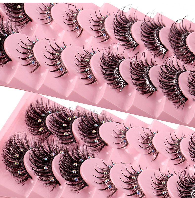 Handmade Reusable Glitter False Eyelashes with Diamond Messy Crisscross Multilayer Thick Curly Mink Fake Lashes Full Strip Eyelashes Extensions DHL