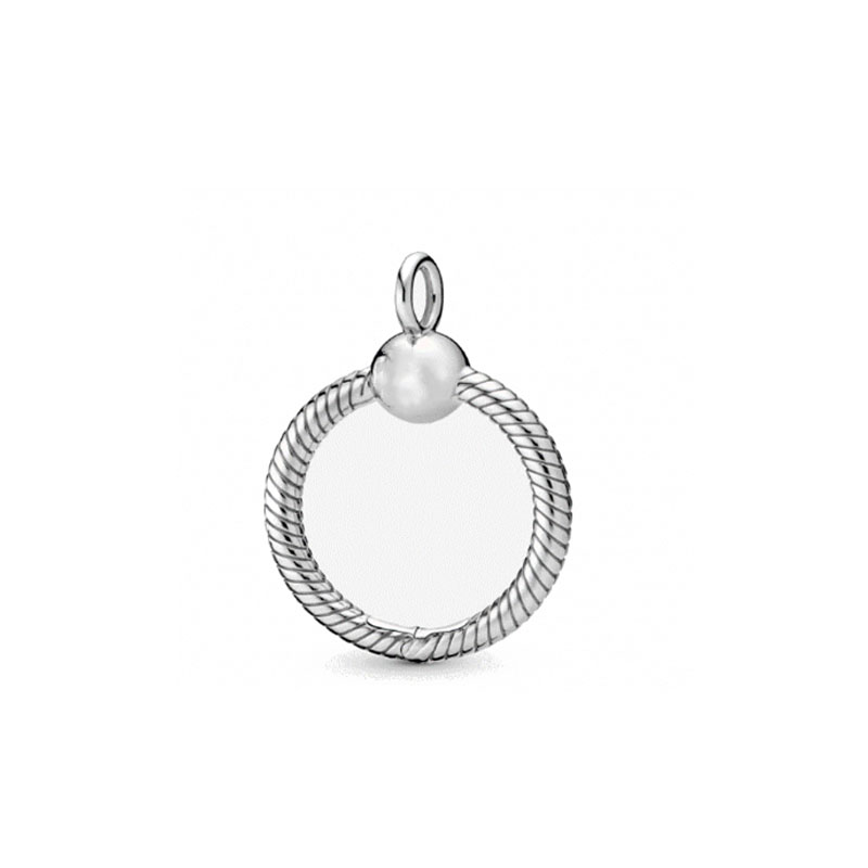 Ny populär 925 Sterling Silver Mode Europeisk Rund Nyckelring Hänge Original Kvinna DIY Pandora Utsökt Halsband Hängande Smycken Tillbehör Charm Pärlor