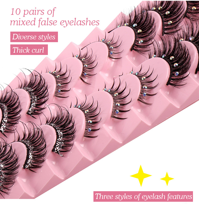 Multilayer Thick Diamond False Eyelashes with Glitter Powder Naturally Soft and Delicate Hand Made Reusable Curly Mink Fake Lashes Extensions Eyes Makeup DHL