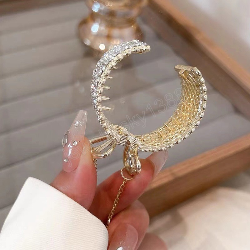 Kvinnor Luxury Zircon Pearl Hairpins Tassel High Ponytail Hair Claws Clips Barrettes Hairpin Pannband Fashion Hårtillbehör