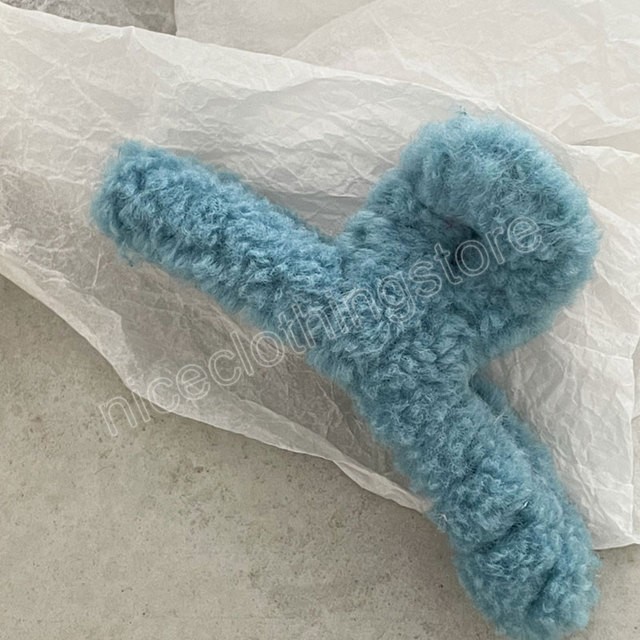 Artiglio capelli di agnello peloso Clip di cattura grande in peluche Morsetti donna Clip coda di cavallo in tinta unita Accessori capelli caldi ed eleganti