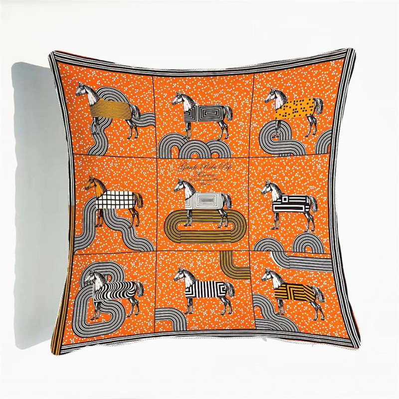 Cubierta decorativa de almohada de cojín 45x45cm funda de almohada de almohada de caballo con cochero con cremallera oculta para la oficina decoración del hogar