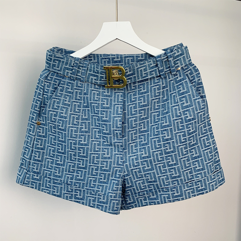 버튼과 포켓 디자인 럭셔리 디자이너 짧은 바지 패션 하이 스트리트 여름 옷 -3을 가진 여성 반바지 캐주얼 한 느슨한 디자인 데님 청바지