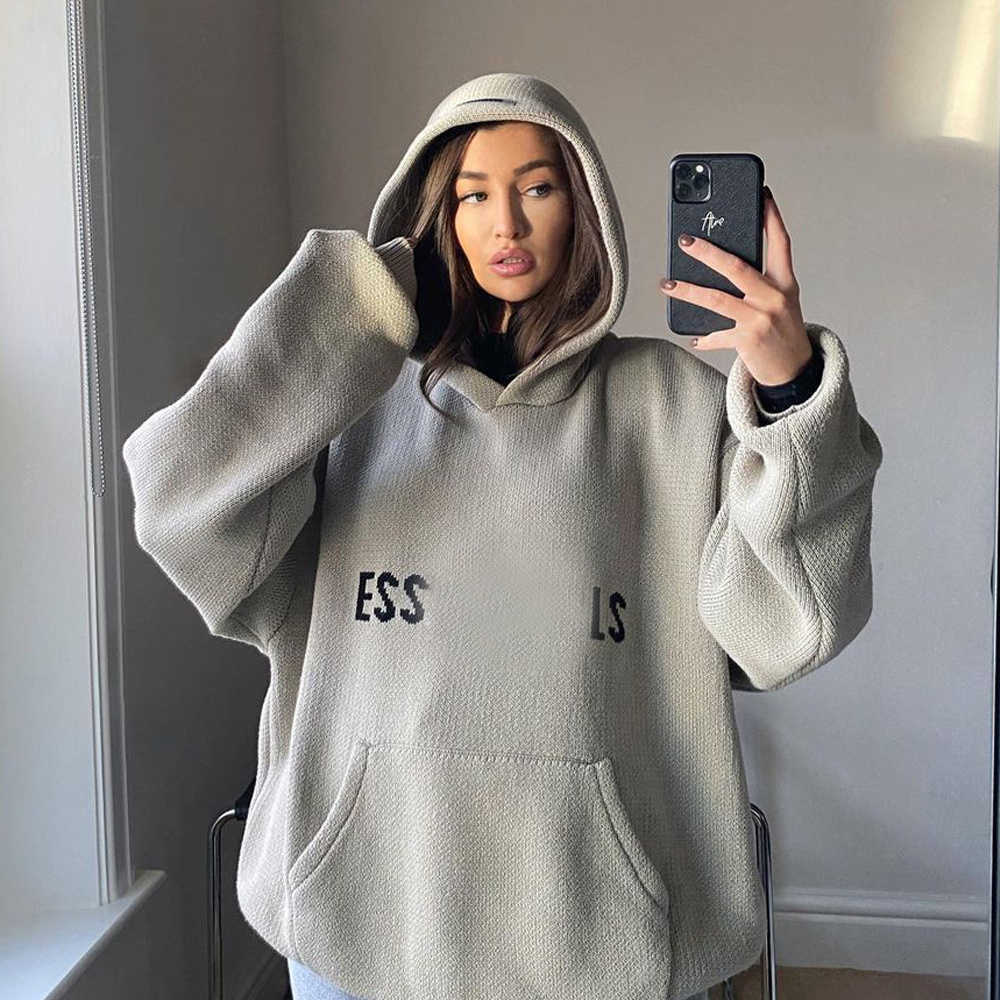 ES Designer Mens Women Long Sleeve Hoodies Letter Knit Hoody Knitted Sweaters Casual Pullovers Autumn Winter Spring Fashion