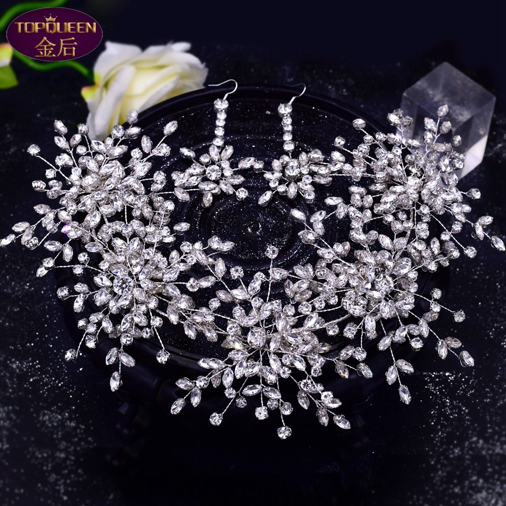 Luxe Zilveren Kristallen Bruids Hoofddeksels Haarband Bruiloft Hoofdtooi voor Vrouwen Haar Accessoires Strass Bruid Kroon en Tiara Partij Sieraden Gift CL1424