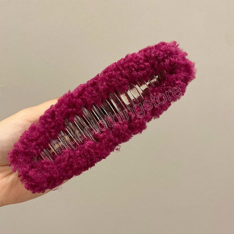 Artiglio capelli di agnello peloso Clip di cattura grande in peluche Morsetti donna Clip coda di cavallo in tinta unita Accessori capelli caldi ed eleganti