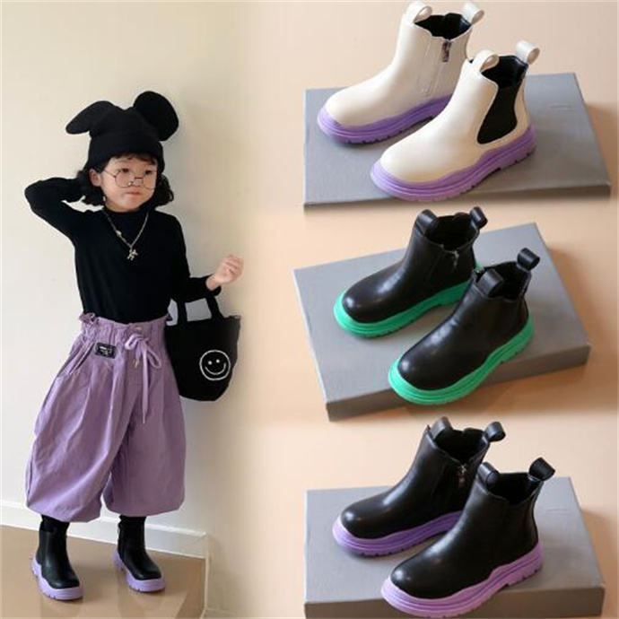 Chromatic Color Kids Martin Boots Autumn Winter Fashion Children  Ankle Boot Toddlers Baby Boys Girls Shoes Soft Platform Sneakers