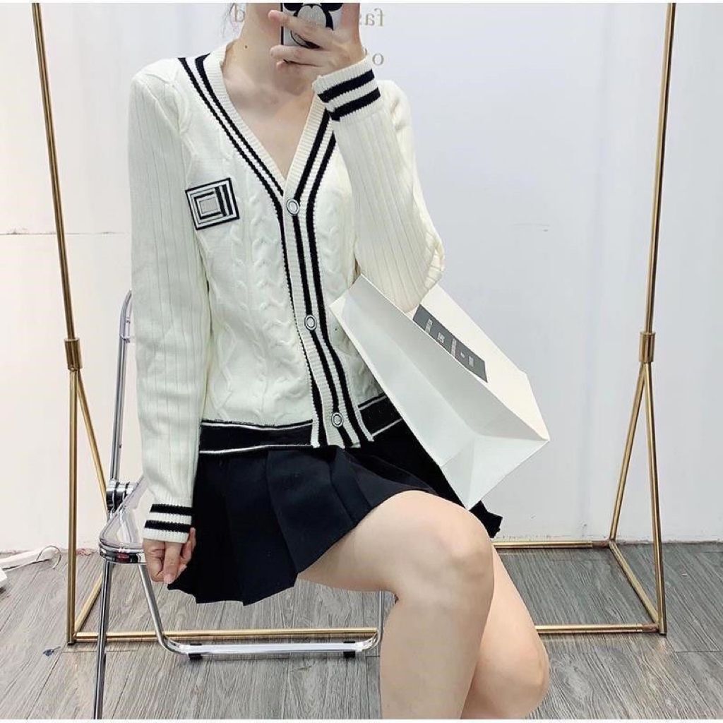 Designer Woman Knits Cardigan Sweater Crow Neck Womens Fashion Letter