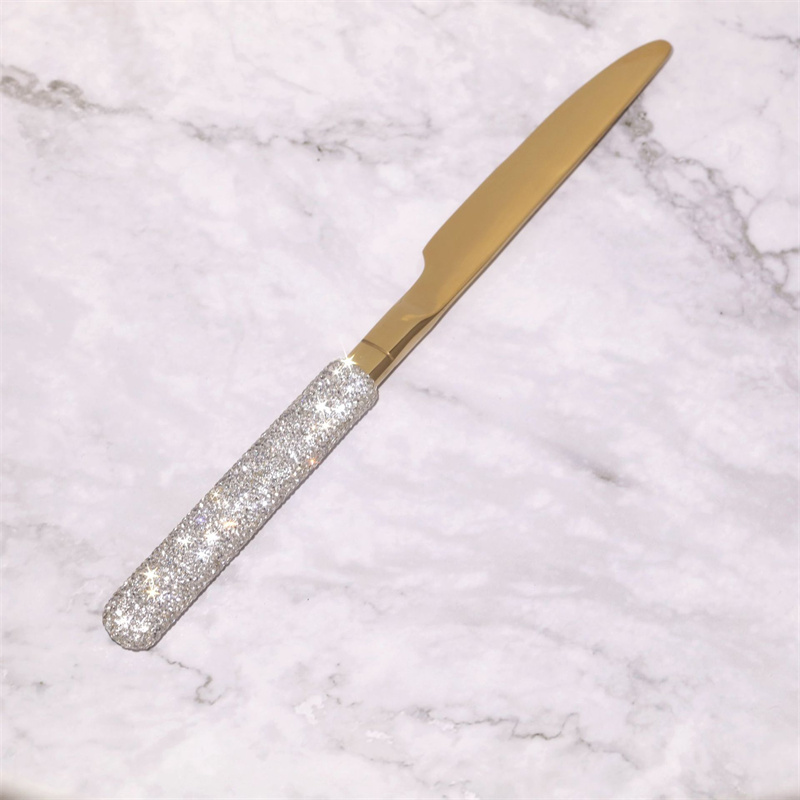 Rostfritt stål servis uppsättningar Diamond Gold Silver Luxury Knife Fork Spoon Steak Western bordsartiklar