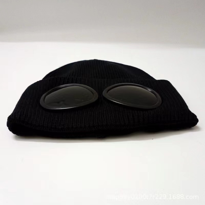 Lunettes à deux lentilles, Bonnets pour hommes, chapeaux tricotés, casquettes de crâne, pour l'extérieur et l'hiver, Bonnet noir Gorros2990