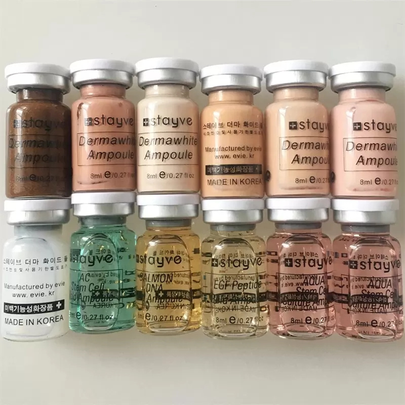 12 frascos Cosm￩ticos coreanos Dermawhite BB Funda￧￣o Creme Glow Kit iniciante Kit Stayve Liquid Foundation Para clareamento da pele Brilhando