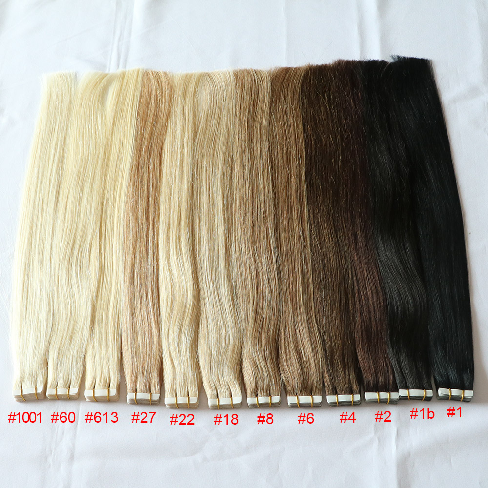 12 kolorów taśma na przedłużanie Remy ludzkie włosy taśma klejąca w extenion 40 sztuk
