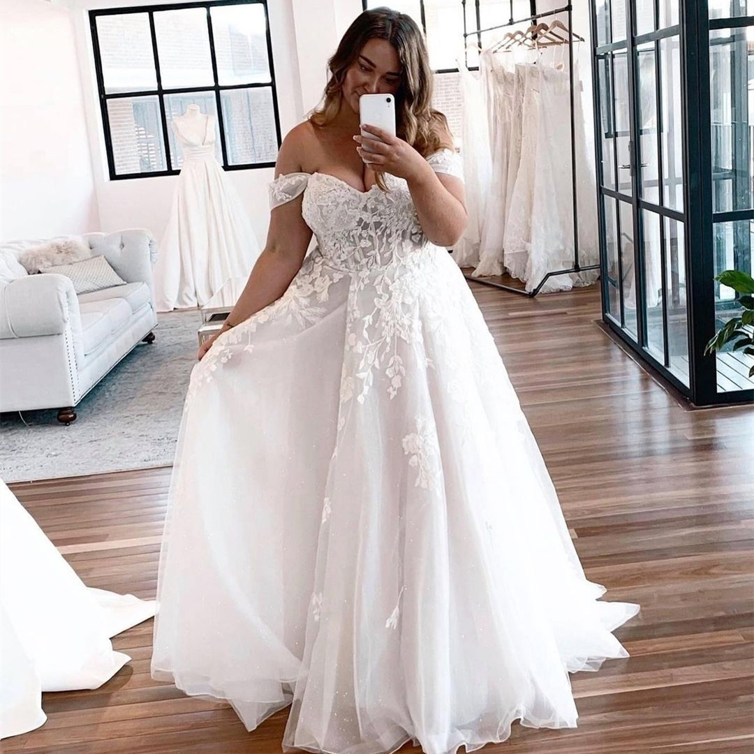 Spitzen-Hochzeitskleid in Übergröße, herzförmig, bodenlang, elegant, groß, rustikal, für Damen, groß, elegant, ärmellos, individuell gestaltet