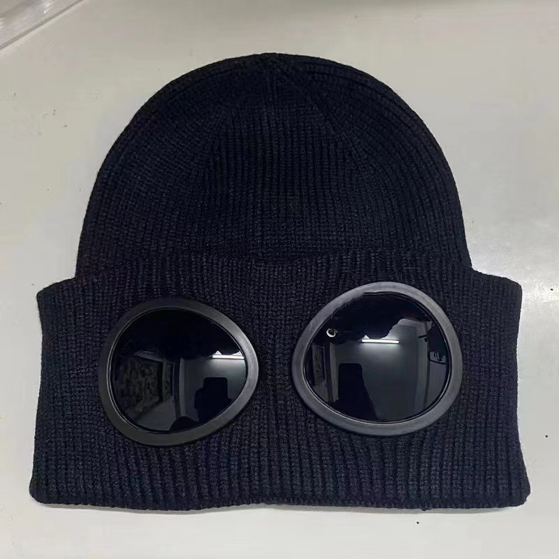 Lunettes à deux lentilles, Bonnets pour hommes, chapeaux tricotés, casquettes de crâne, pour l'extérieur et l'hiver, Bonnet noir Gorros2990