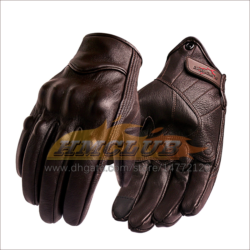 ST157 Motorrad Handschuhe Leder Touch Männer Braun Outdoor Sport Radfahren Handschuh Motorrad Racing guantes de moto luvas de motocicleta