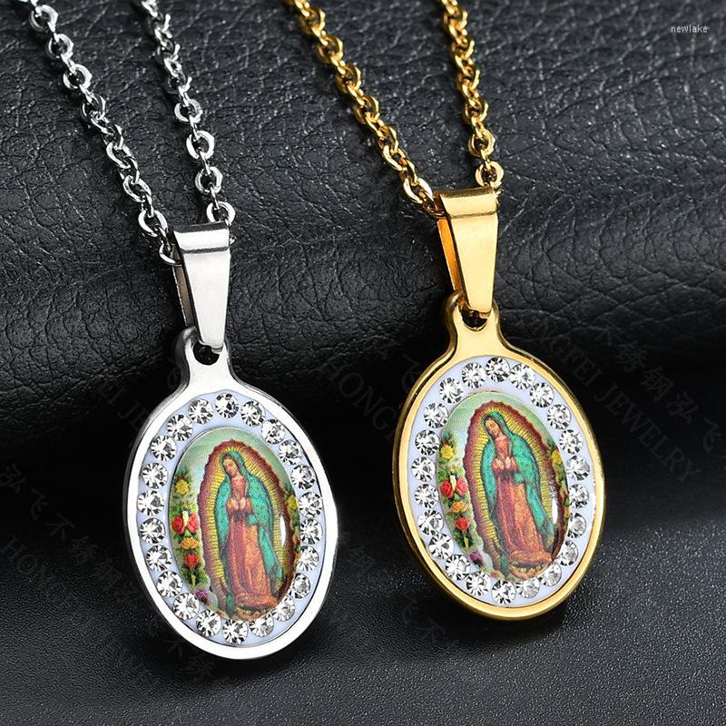 Chaînes Femme Religieux Vintage Style Guadalupe Église Catholique Vierge Marie Amulette Pendentif Collier Ornement254k