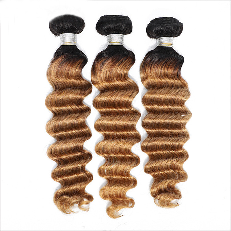 Brasilianisches Menschenhaar Peruanisch 10-34 Zoll 1B 30 Indische tiefe Welle Kinky Straight Water Curly Loose Deep Ombre Hair Extensions